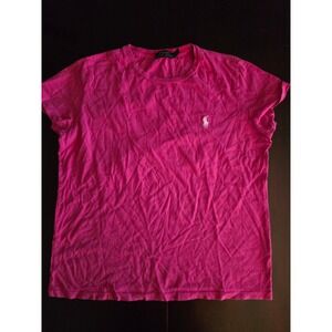 Polo Ralph Lauren Womens Hot Pink Cotton Crewneck Short Sleeve T-Shirt Large